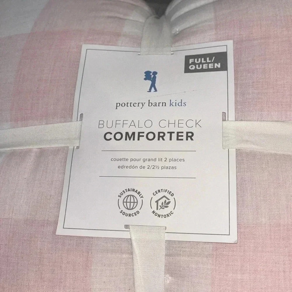 Pink & White Buffalo Check Comforter - NEW- Full/Queen 100% Cotton Pottery Barn - Picture 8 of 9